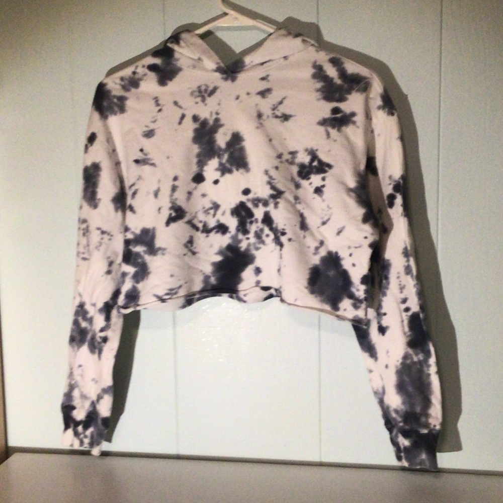 Kids Cropped Tie-Dye Hoodie - White & Blue